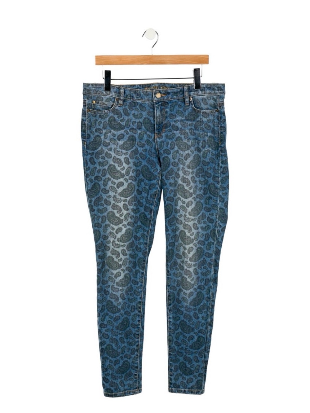 Michael Kors  Mid-rise straight leg Blue Leopard Jeans-size 10
